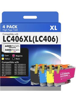 LC406 LC406XL Ink Cartridges for Brother Printer LC 406XL 406 XL for MFC-J4335DW MFC-J5855DW MFC-J6555DW MFC-J4535DW MFC-J6955DW MFC-J4345DW MFC-J5955
