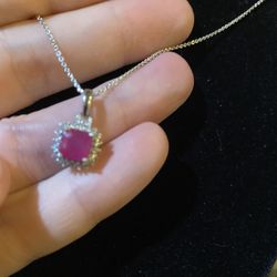 Lovely Niassa Ruby & zircon Necklace 