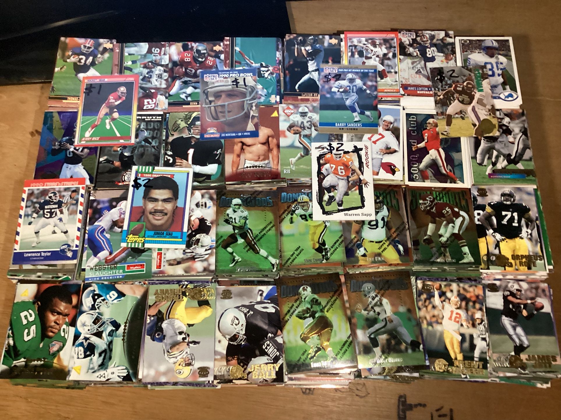 Over 3500 NFL Football cards from 1990s seau,sapp,sanders,rice,strahan,and more