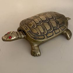 Vintage  Brass Turtle Hinged Trinket Box