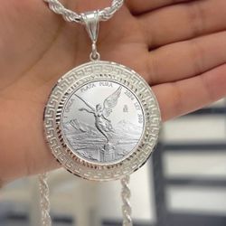 Versace Style Mexico 1 oz Silver Libertad Diamond Cut Bezel