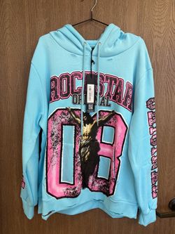Rockstar Original Fields Baby Blue Distressed Graphic Hoodie (XL)