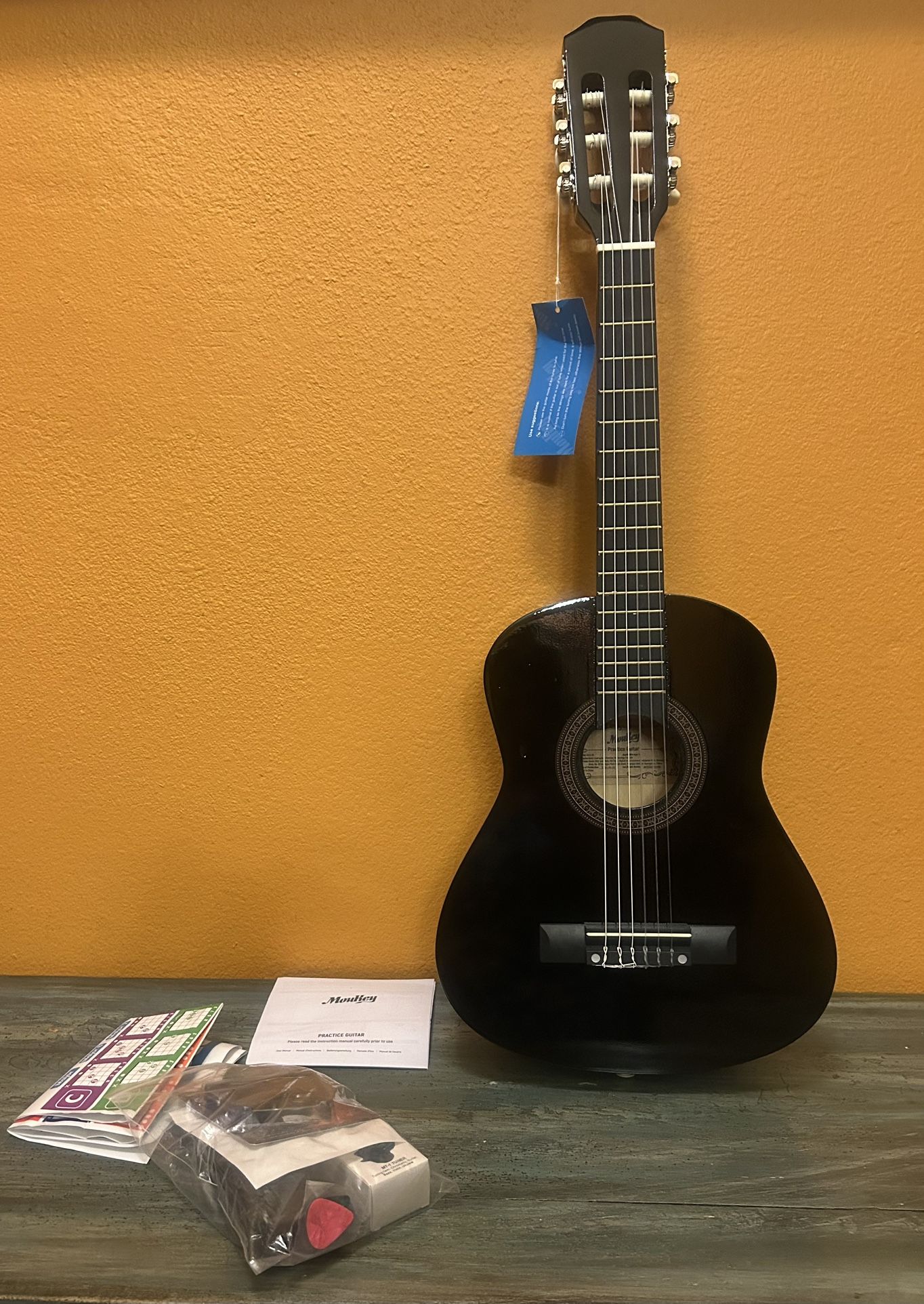 New Black 30” Kids Beginner Acoustic Guitar With Gig Bag & Accessories
