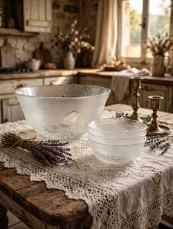 French Frosted Floral Bowl Set