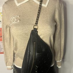 Black Leather Sling Bag 