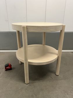 Pair of Round 2-Tier End Tables, Whitewash Wood (Target)