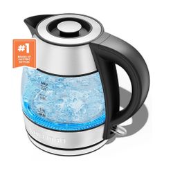 Chefman Rapid Boil 1.2L Electric Tea Kettle with Removable Lid - Stainless Steel, New