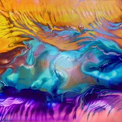 Fire And Ice Liquid Art Abstract Painting 8x10