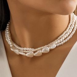 New multilayer Pearl choker necklace 