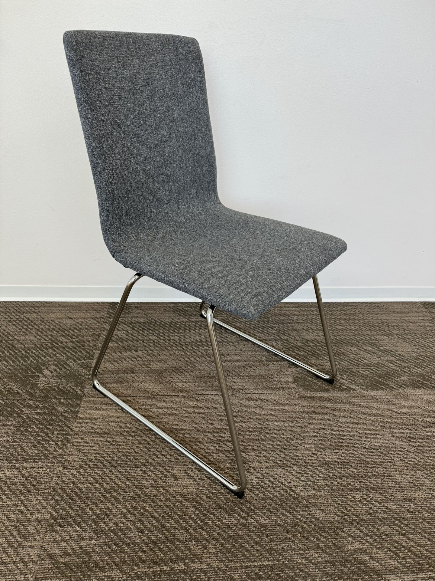 Stackable IKEA Lillanas Grey Fabric and Metal Dining or Work Chair - Stacks Easily!