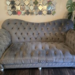 Gray Velvet Sofa Set