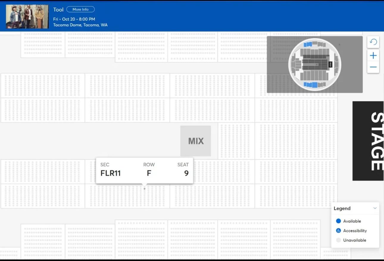 Tool Dome 10/20/2023 Single Concert Floor Hard Ticket Floor11