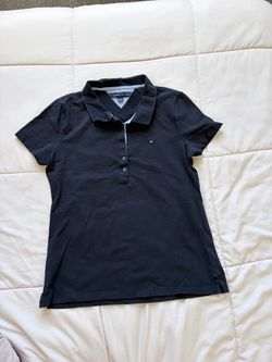 Tommy Hilfiger Black and Light Blue Polo Shirt