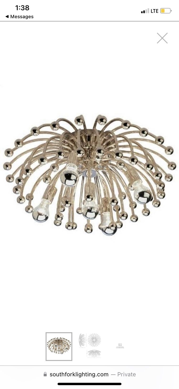 Jonathan Adler Anemone 5-Light Flushmount, BRAND NEW, Retails For $1100, Robert Abbey Lighting