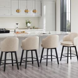 Kislot 26” Swivel Bar Stool – Beige PU Leather