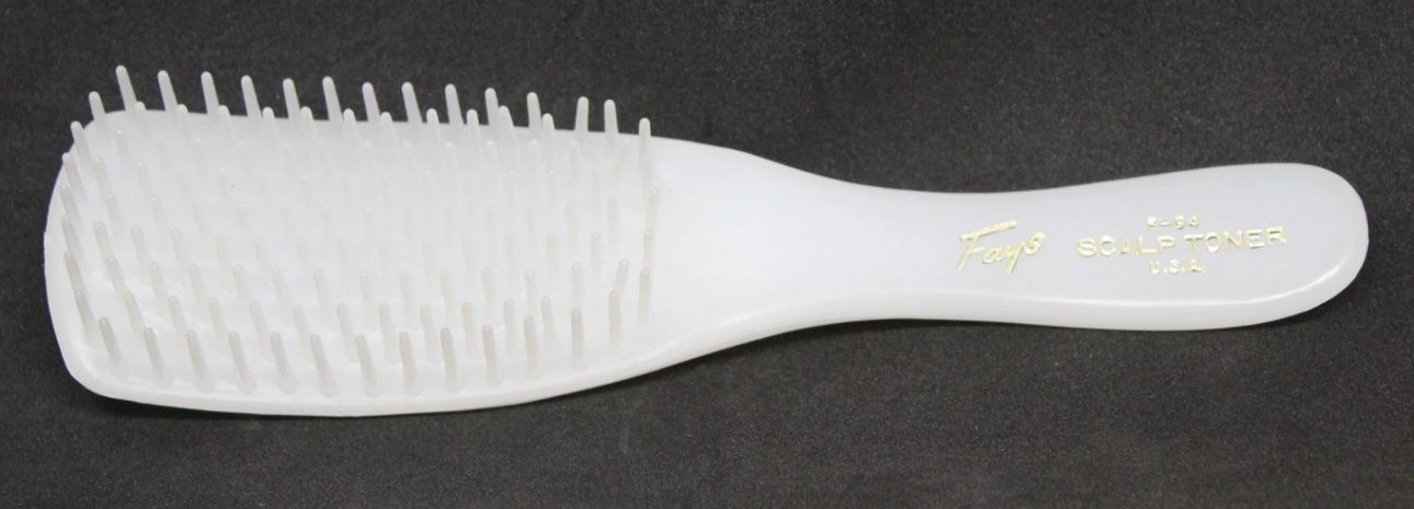 Vintage Fays F-94 Scalp Toner Vent Hair Brush – White Vine Handle – NOS