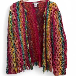 VINTAGE JL Studio Unique Rainbow Woven Slip Kimono (Size 1X)