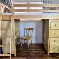 Wood Twin Loft Bed with Desk