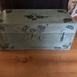 Vintage Trunk Green With Black Stencil