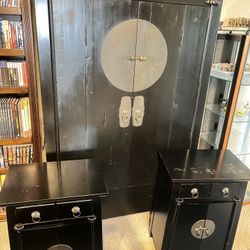 Armoire and End Tables Set