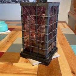 Purple Glass And Metal 3 Tealight Candle Holder