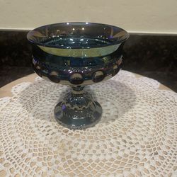 Indiana Carnival Glass Purple/blue Iridescent Candy Dish