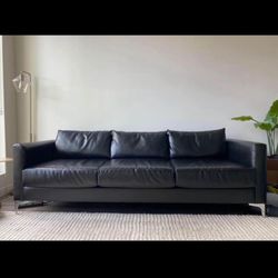 Black faux leather urban outfitters couch