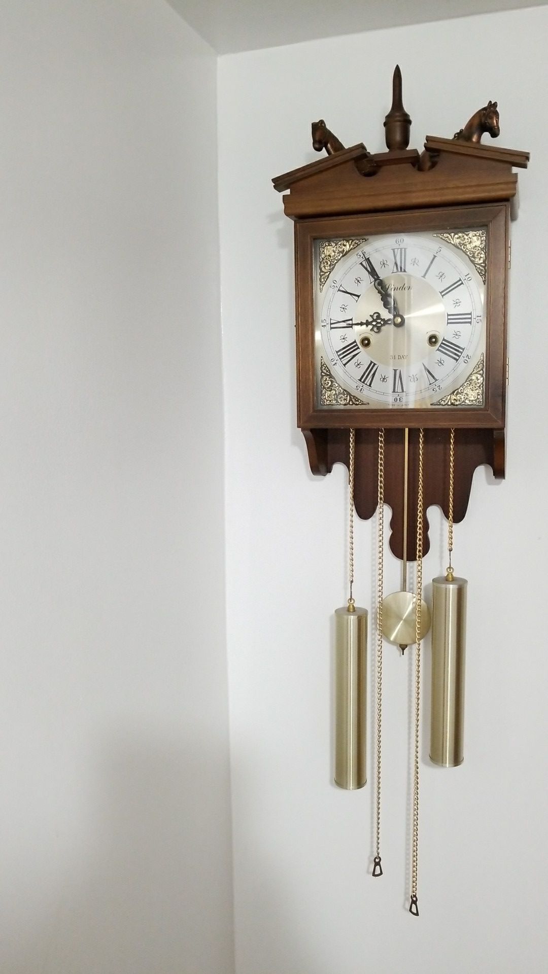 Linden 31 day chime wind up pendulum wall clock