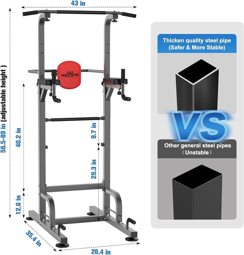 Power Tower Pull Up Bar Station Workout Dip Station 