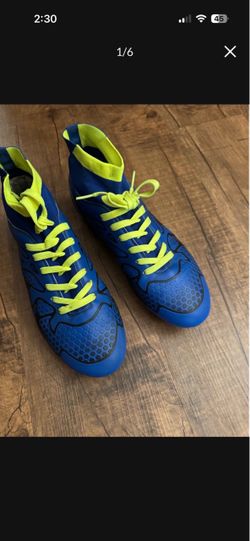 Blue and Yellow High-Top Sneakers