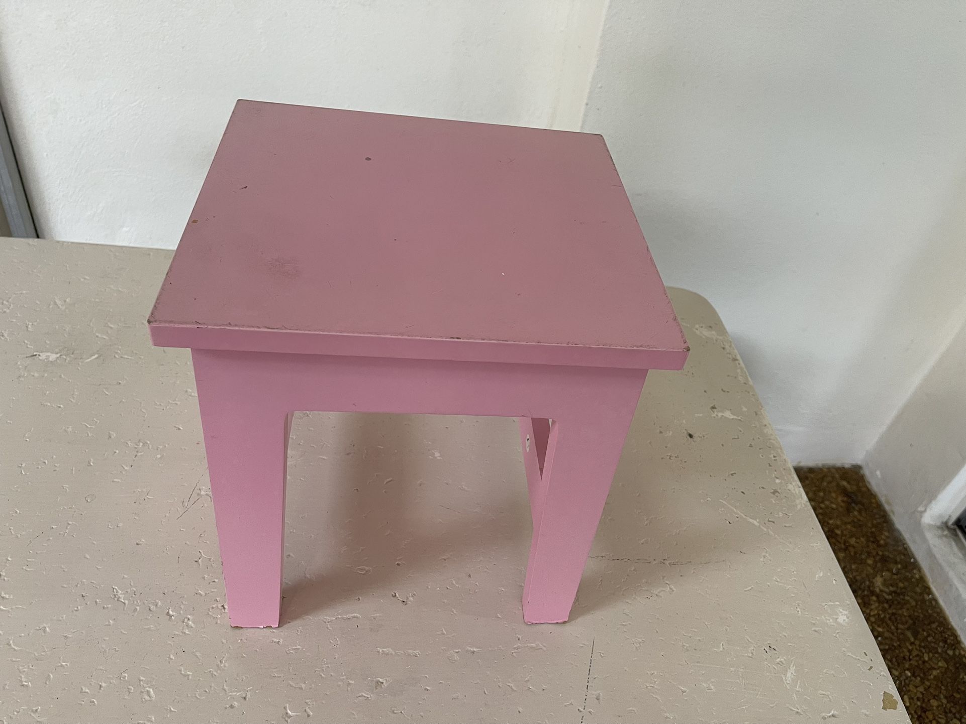 Pink Wooden Kids Stool / Small Side