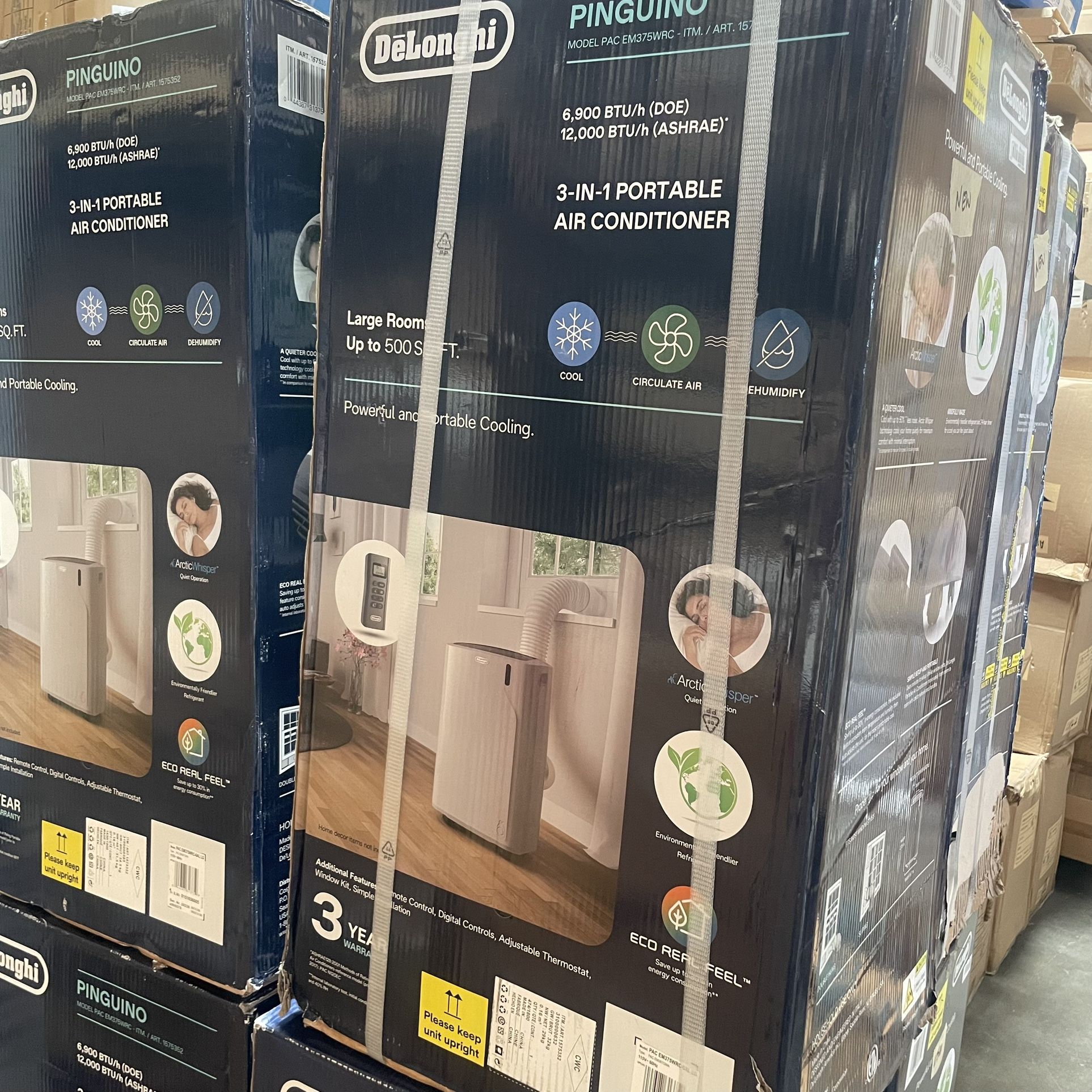 DeLonghi 12000 BTU Portable Air Conditioner Cools Up To 500sq Ft