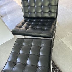 Leather Designer (Knoll) Barcelona Chair & Ottoman