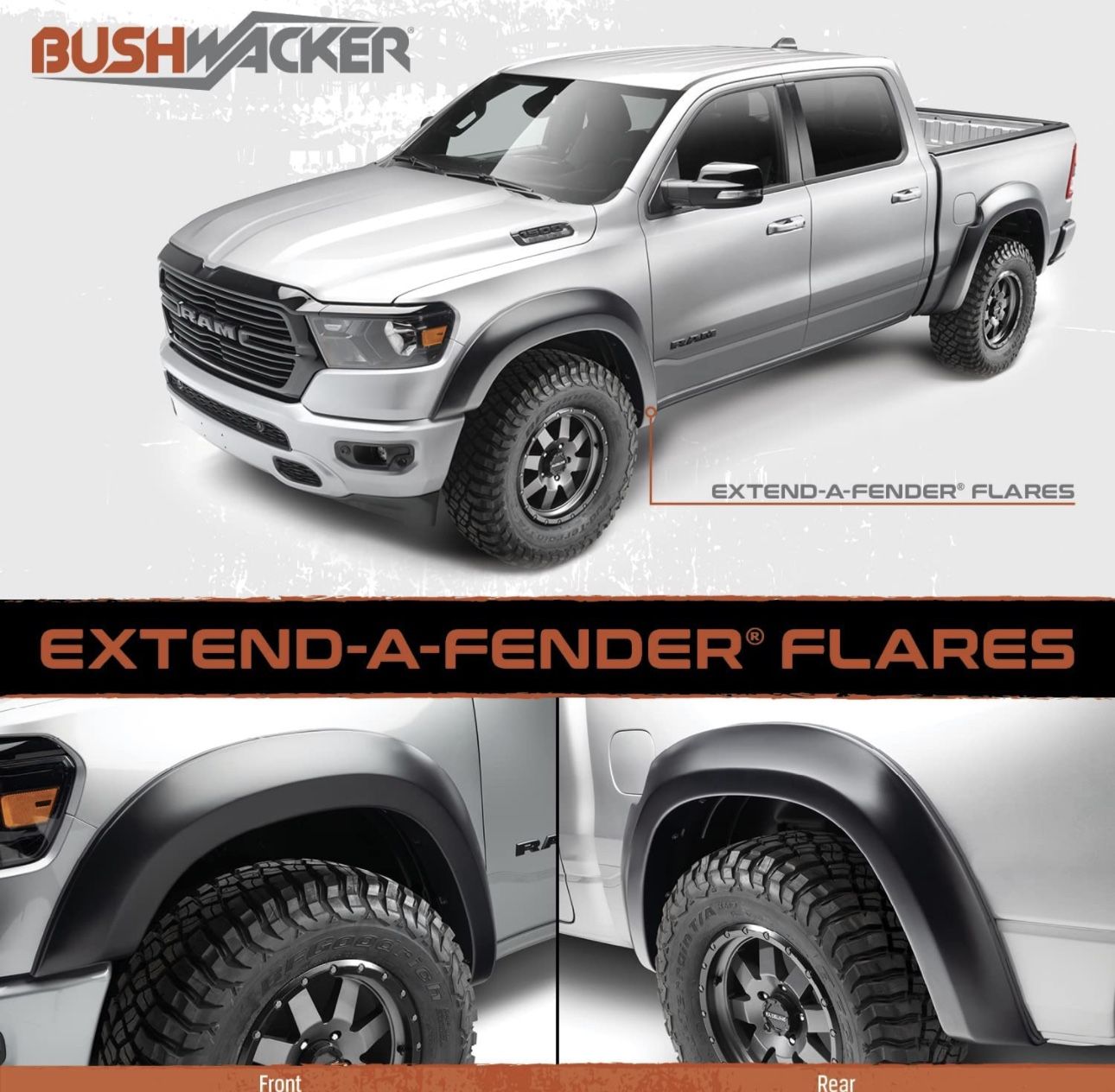 Bushwacker Extend-A-Fender Extended Front & Rear Fender Flares | 4-Piece Set, Black, Smooth Finish | 30916-02 | Fits 2007-2013 Toyota Tundra Fleetside