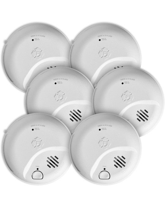 First Alert SMICO100-AC Interconnect Hardwire Combination Smoke & Carbon Monoxide Alarm with Battery Backup, 6-Pack