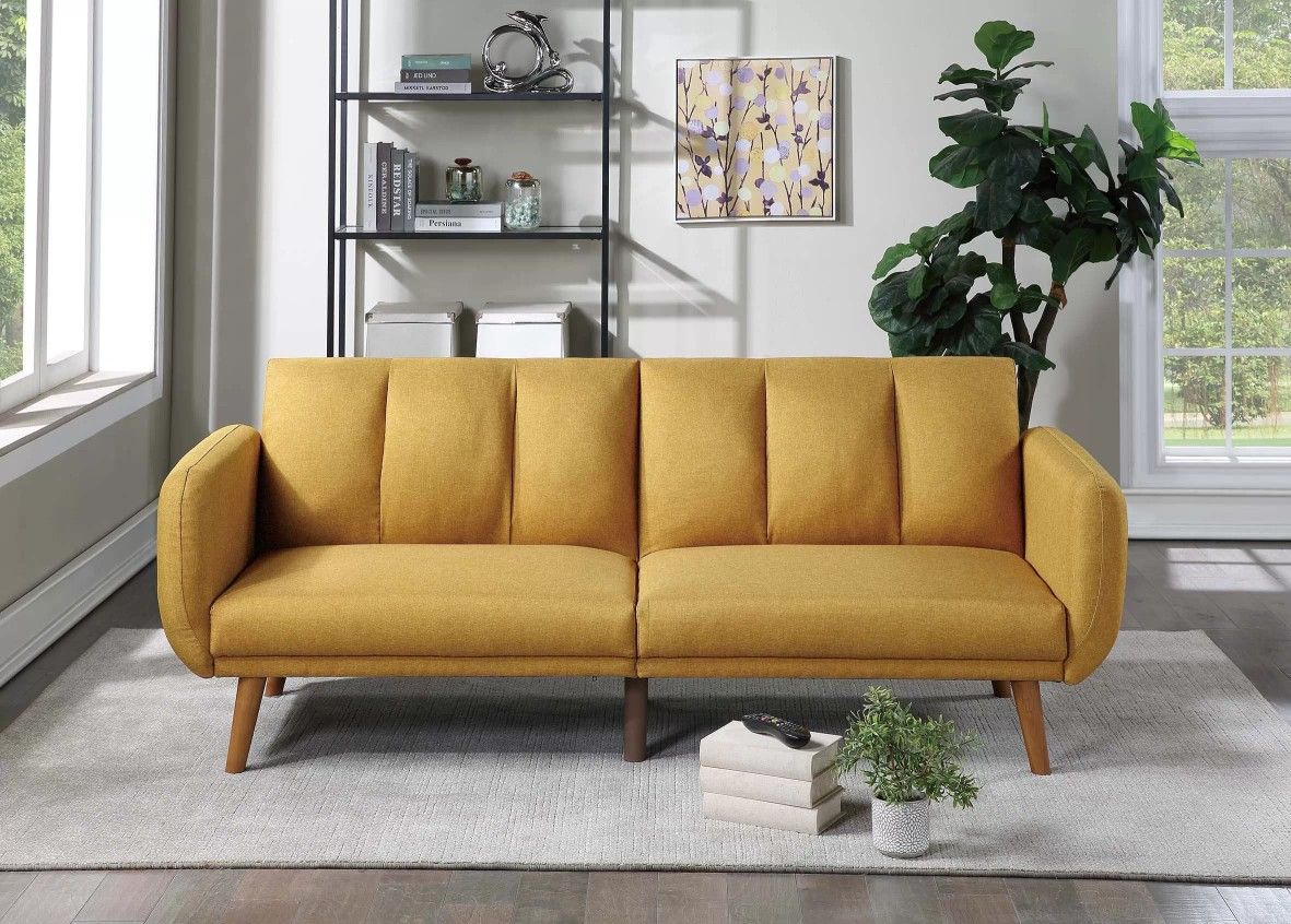 Brand New Mustard Futon Sofa Sleeper