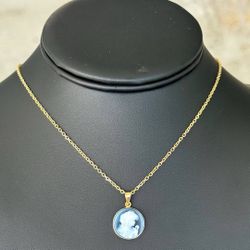 Jewelry 14k yellow gold agate cameo lady stone pendant chain necklace 16.00” 1.50mm