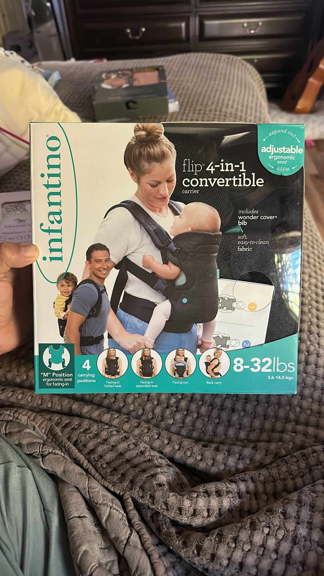 Infantino Flip 4-in-1 Convertible Baby Carrier, 4-Position, for Newborns and Toddlers 8-32lb