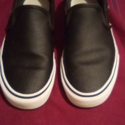 Black Leather Vans Size 7.5