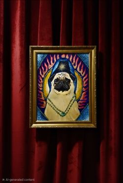 Pamela Goldman Framed Acrylic Painting Pop Art Pug Dog 18x24 "Shining Star"