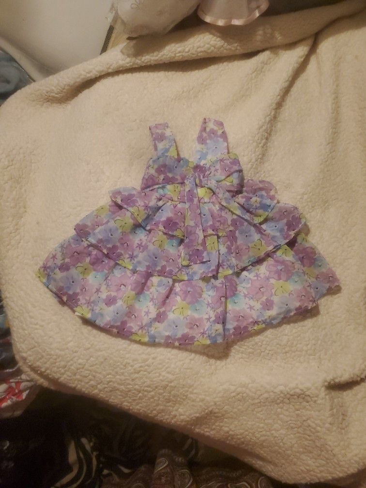 Purple Flowered Ruffled Sundress 6-9 Mo