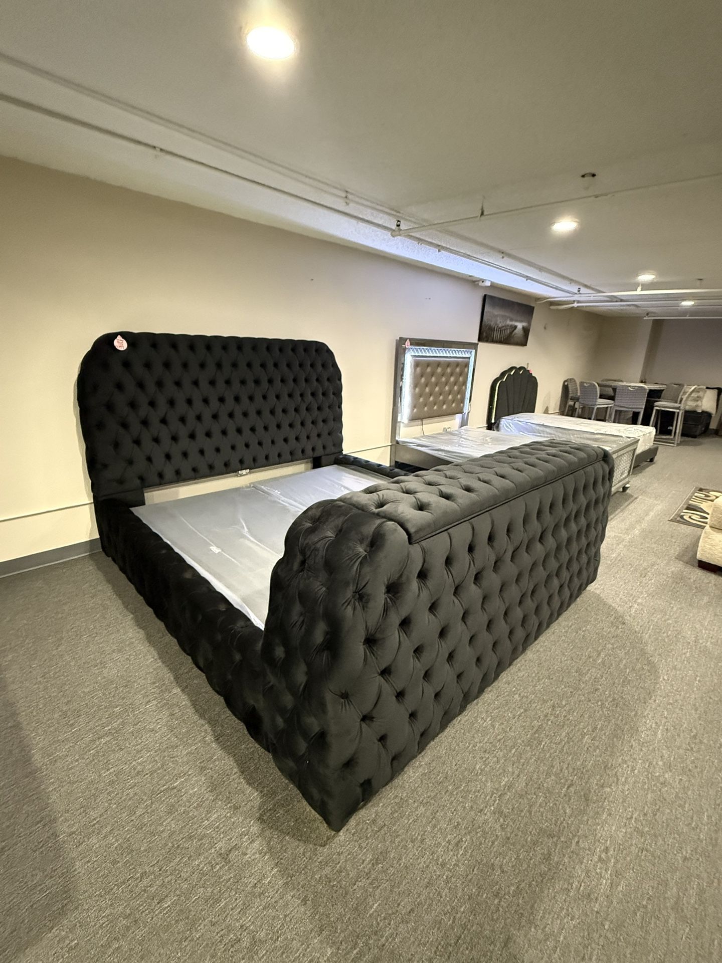 King Bed Frame With TV Stand And Fireplace