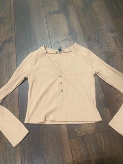 Junior girls khaki long sleeve shirt size large by forever 21 #5