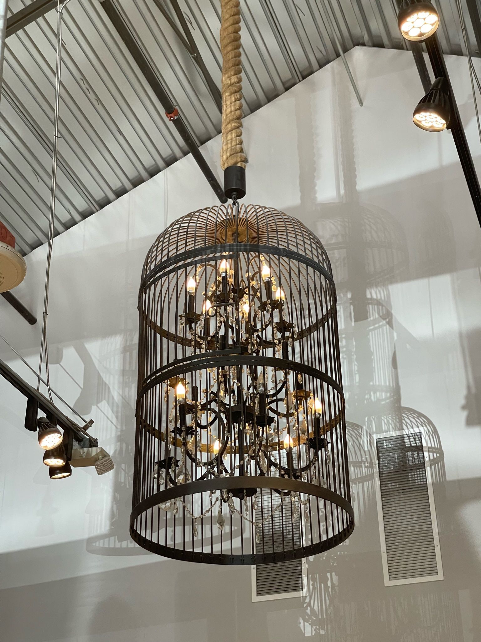 2 Restoration Hardware Extra Large Bird Cage Chandelier 