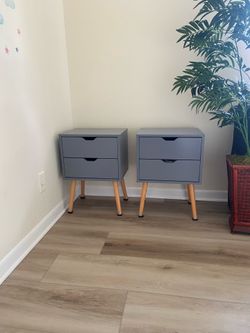2 Modern Gray Nightstands – Excellent Condition –