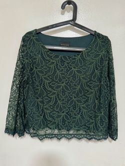 Metaphor Green Lace Boxy Feminine Cropped Blouse L