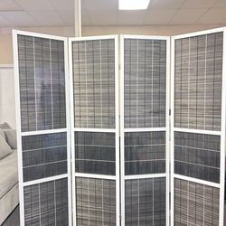 4 Panels Room Divider Wicker Insert