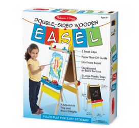 Melissa & Doug Deluxe Standing Art Easel - Dry-Erase Board, Chalkboard, Paper Roller