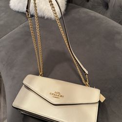 Coach Klare Envelope White Leather Crossbody Bag
