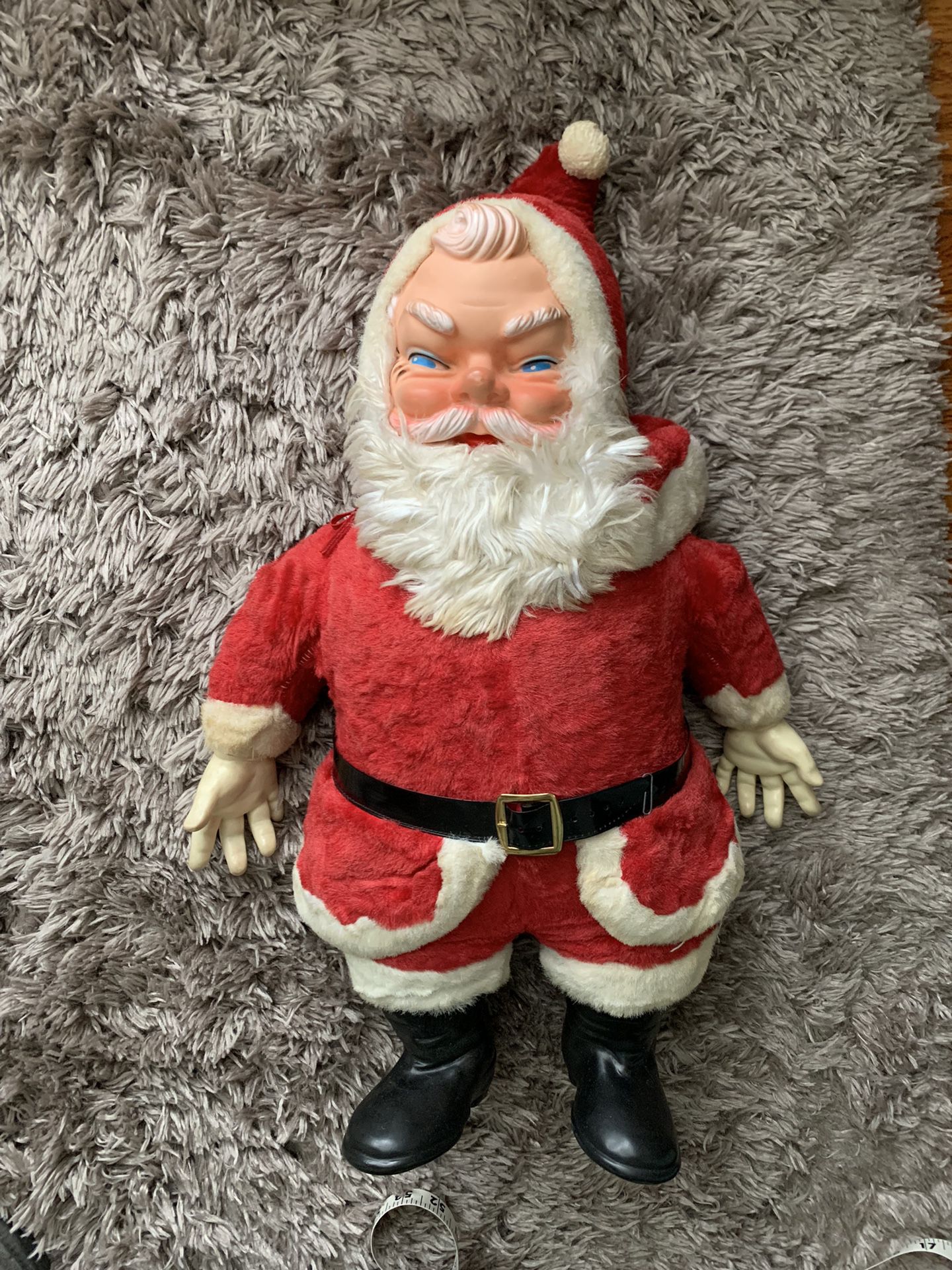 Vintage My Toy Rubber Face Christmas Santa Claus Plush Doll  24 Inch 1950s
